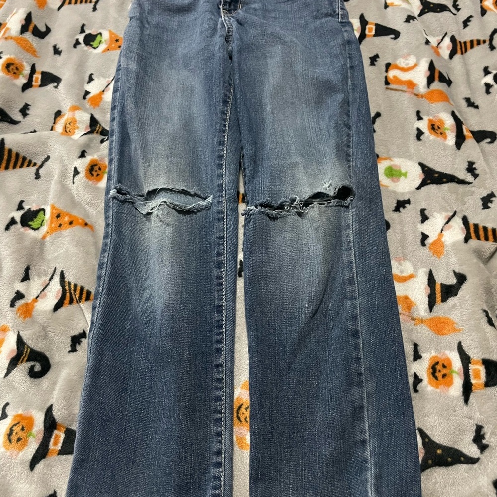 Women's Distressed Blue Jeans